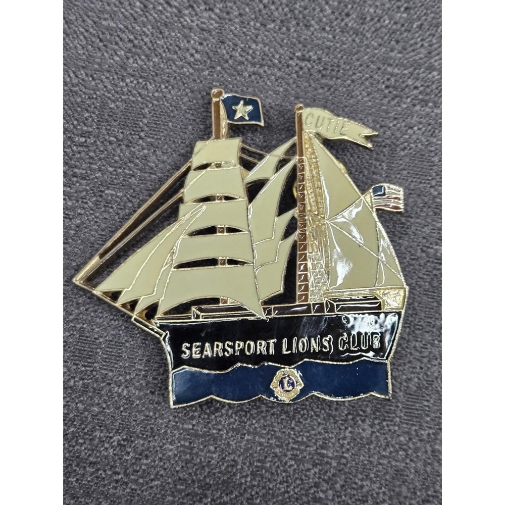 Vintage Searsport Lions Club Schooner Cutie Sailing Ship Enamel Lapel Pin 1985
